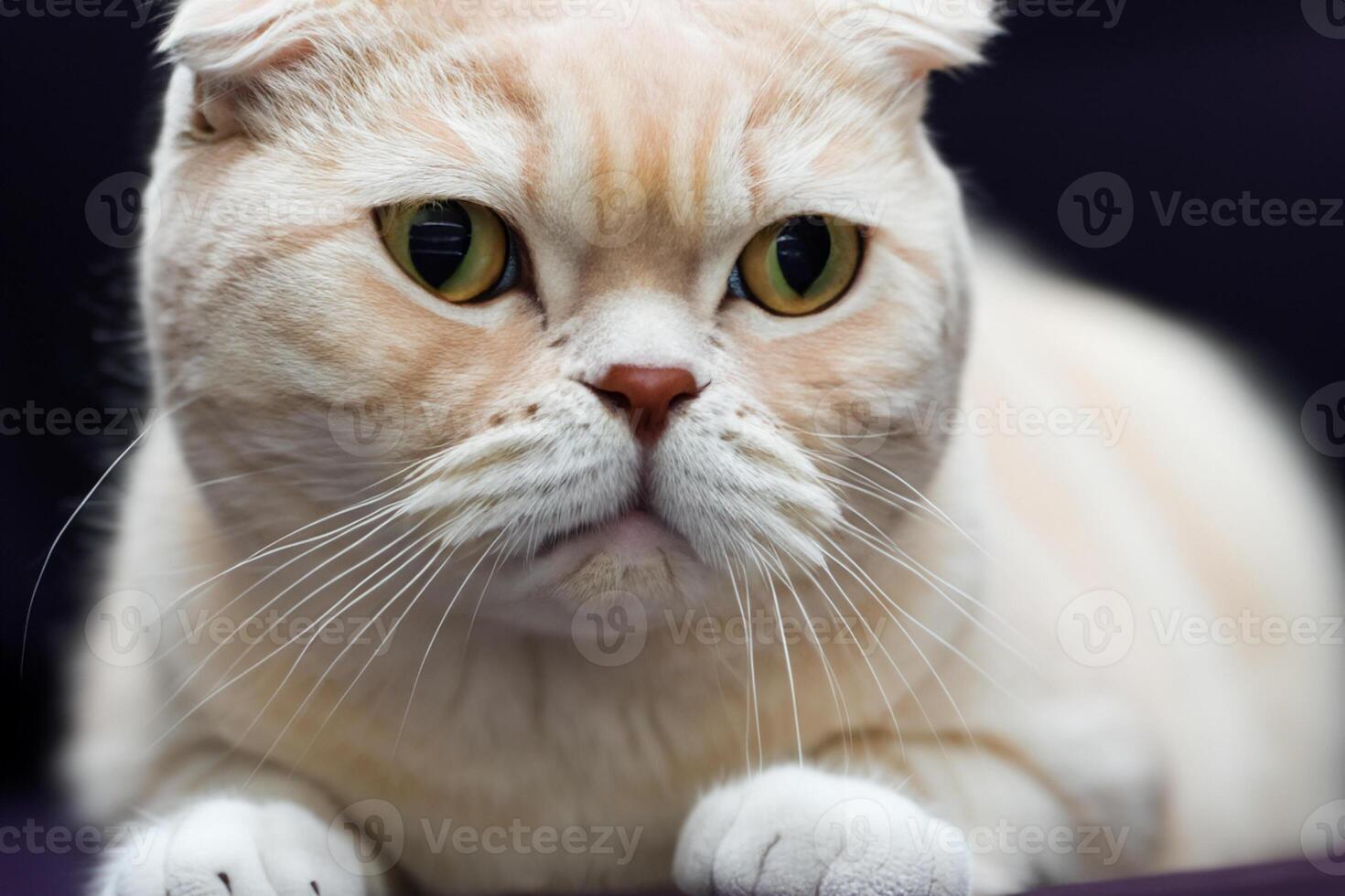 Exploring the Allure of a Beautiful Scottish Fold Cat, where Whiskered Elegance and Playful Charm Unite in a Mesmerizing Portrait of Cuddly Delight photo