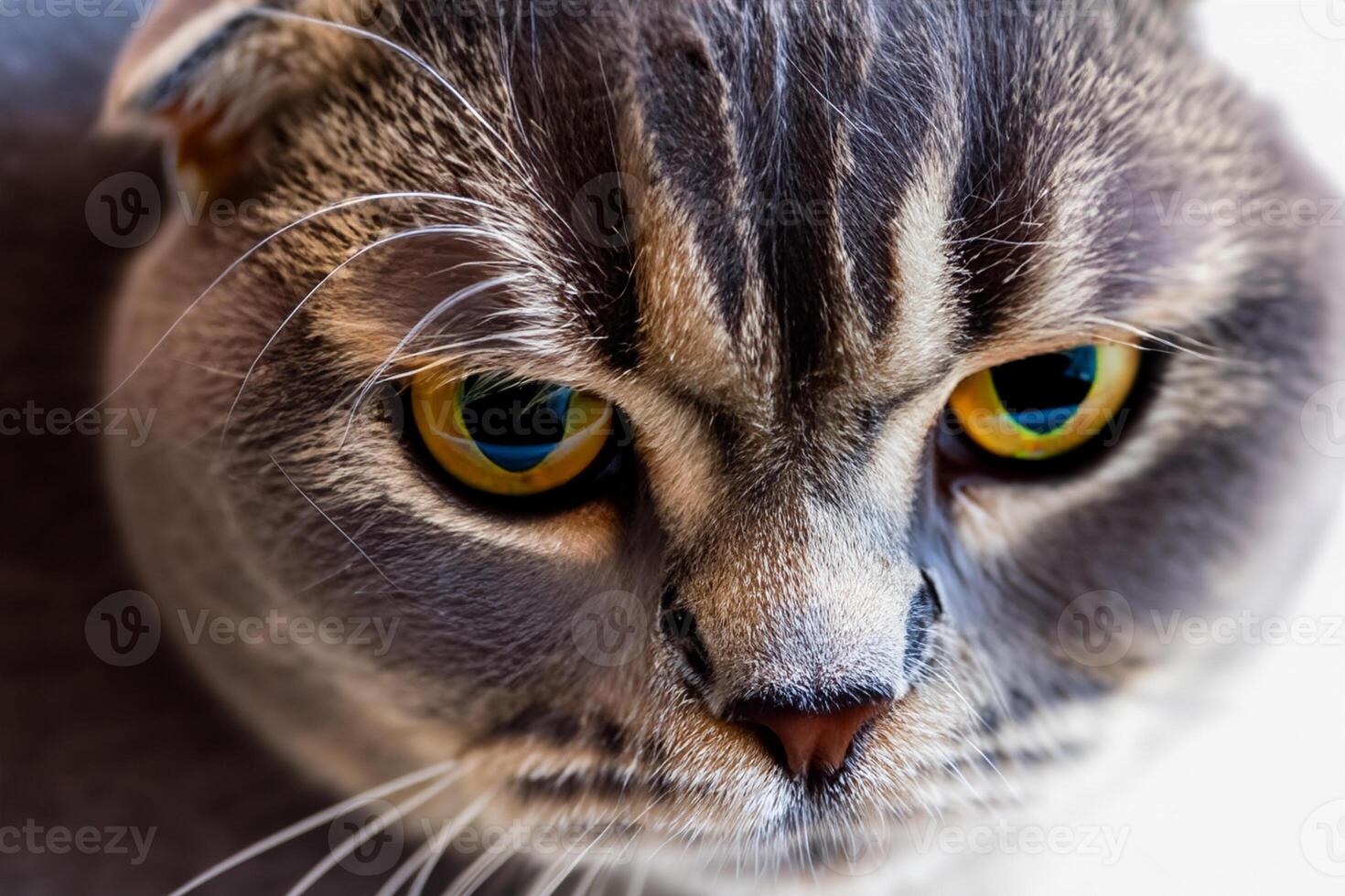 Exploring the Allure of a Beautiful Scottish Fold Cat, where Whiskered Elegance and Playful Charm Unite in a Mesmerizing Portrait of Cuddly Delight photo