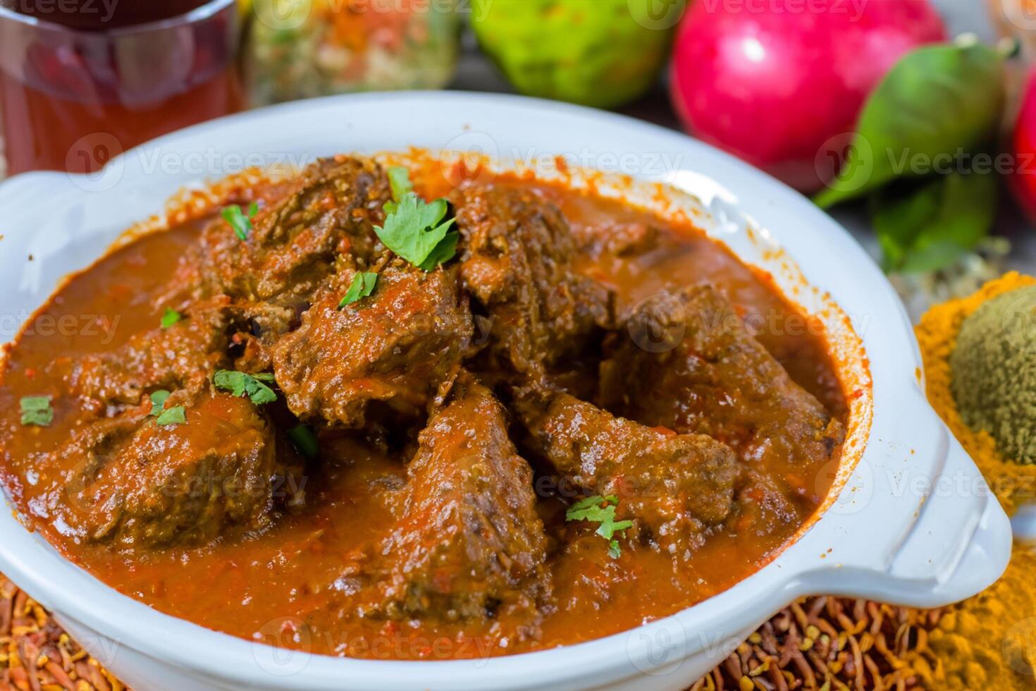 Savor the Exquisite Lamb or Beef Curry Rendang, Ready to Be Relished on Eid al-Adha, Capturing the Essence of Celebration in a Perfect Photo, Showcasing Culinary Mastery and Festive Indulgence photo