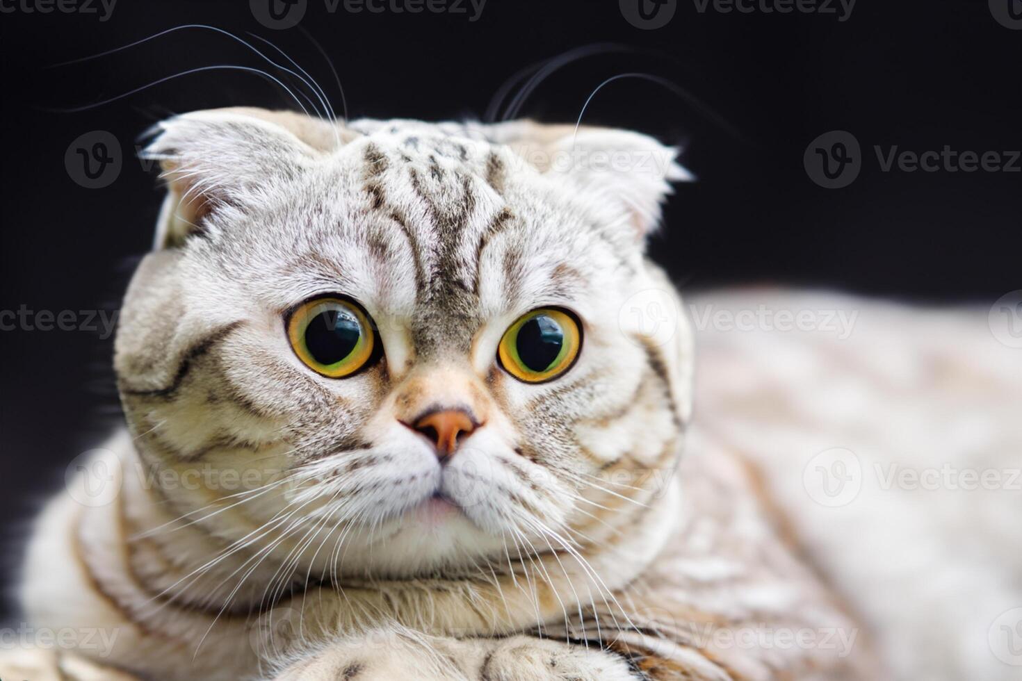Exploring the Allure of a Beautiful Scottish Fold Cat, where Whiskered Elegance and Playful Charm Unite in a Mesmerizing Portrait of Cuddly Delight photo