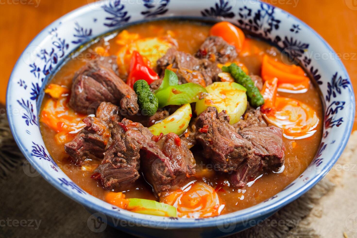 Savor the Exquisite Lamb or Beef Curry Rendang, Ready to Be Relished on Eid al-Adha, Capturing the Essence of Celebration in a Perfect Photo, Showcasing Culinary Mastery and Festive Indulgence photo