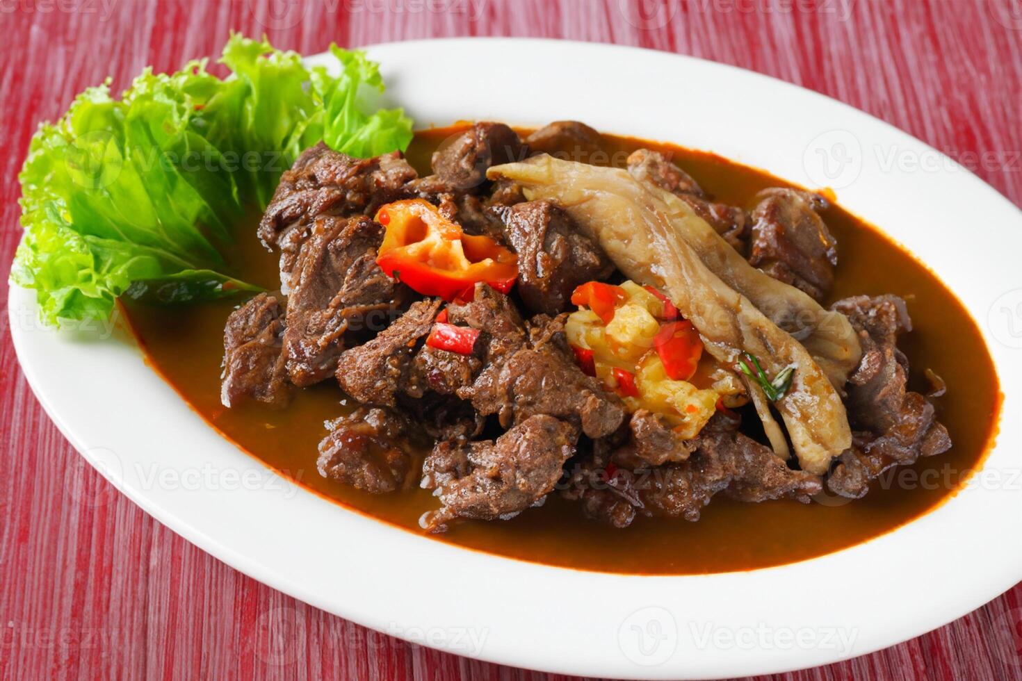 Savor the Exquisite Lamb or Beef Curry Rendang, Ready to Be Relished on Eid al-Adha, Capturing the Essence of Celebration in a Perfect Photo, Showcasing Culinary Mastery and Festive Indulgence photo