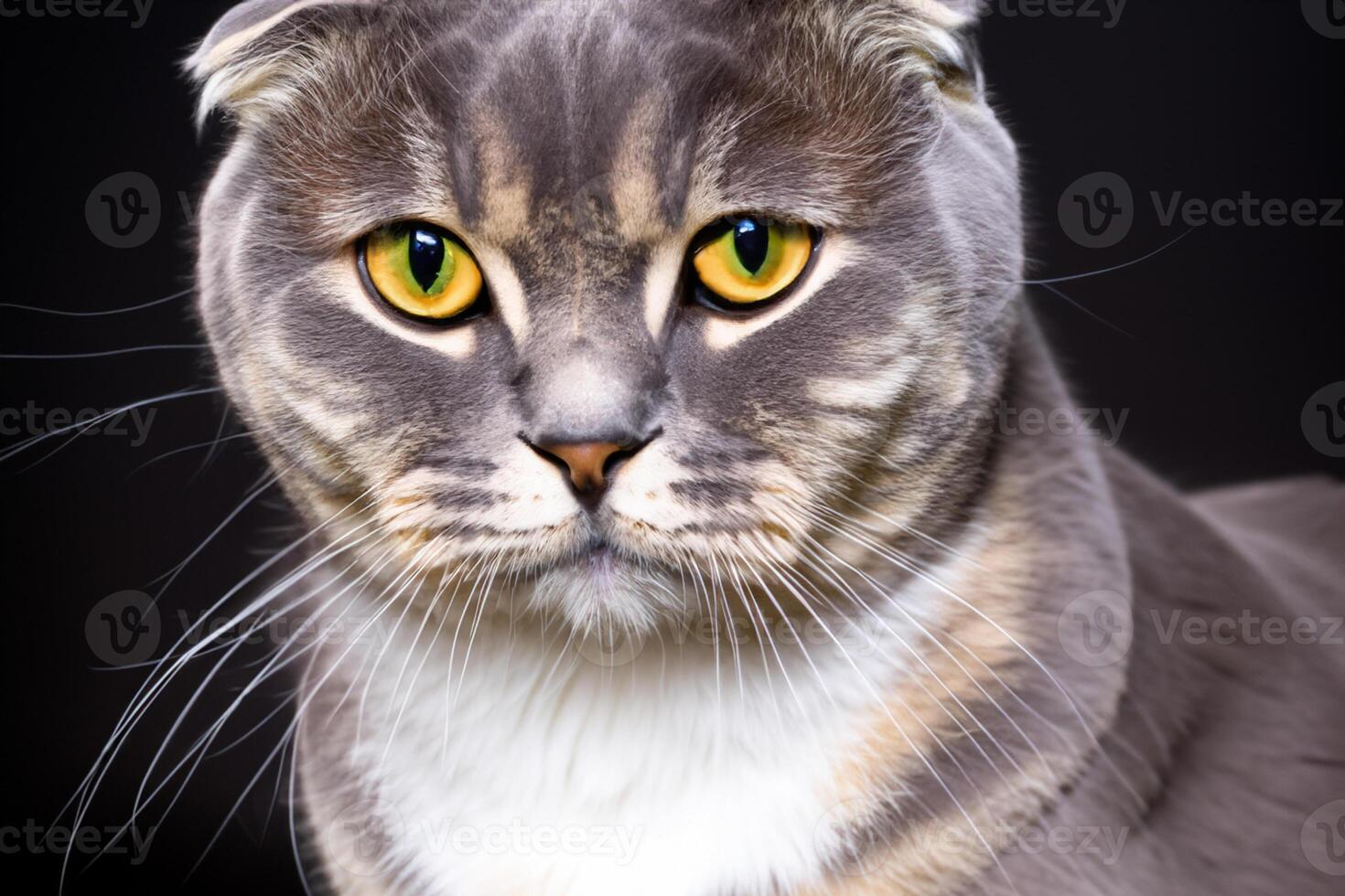 Exploring the Allure of a Beautiful Scottish Fold Cat, where Whiskered Elegance and Playful Charm Unite in a Mesmerizing Portrait of Cuddly Delight photo