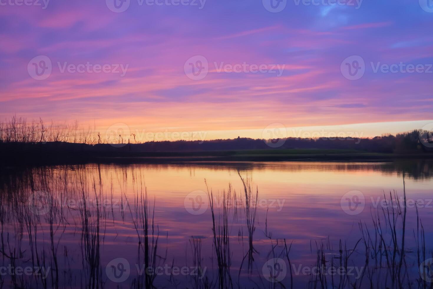 Serene Waters A Blissful Reflection of a Beautiful Pastel Lake and Sky, Where Tranquility Meets Nature's Palette, Creating a Harmonious Oasis of Soft Hues and Ethereal Beauty photo
