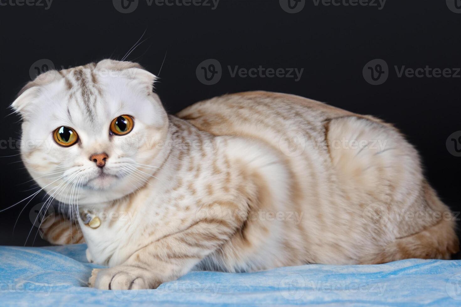 Exploring the Allure of a Beautiful Scottish Fold Cat, where Whiskered Elegance and Playful Charm Unite in a Mesmerizing Portrait of Cuddly Delight photo