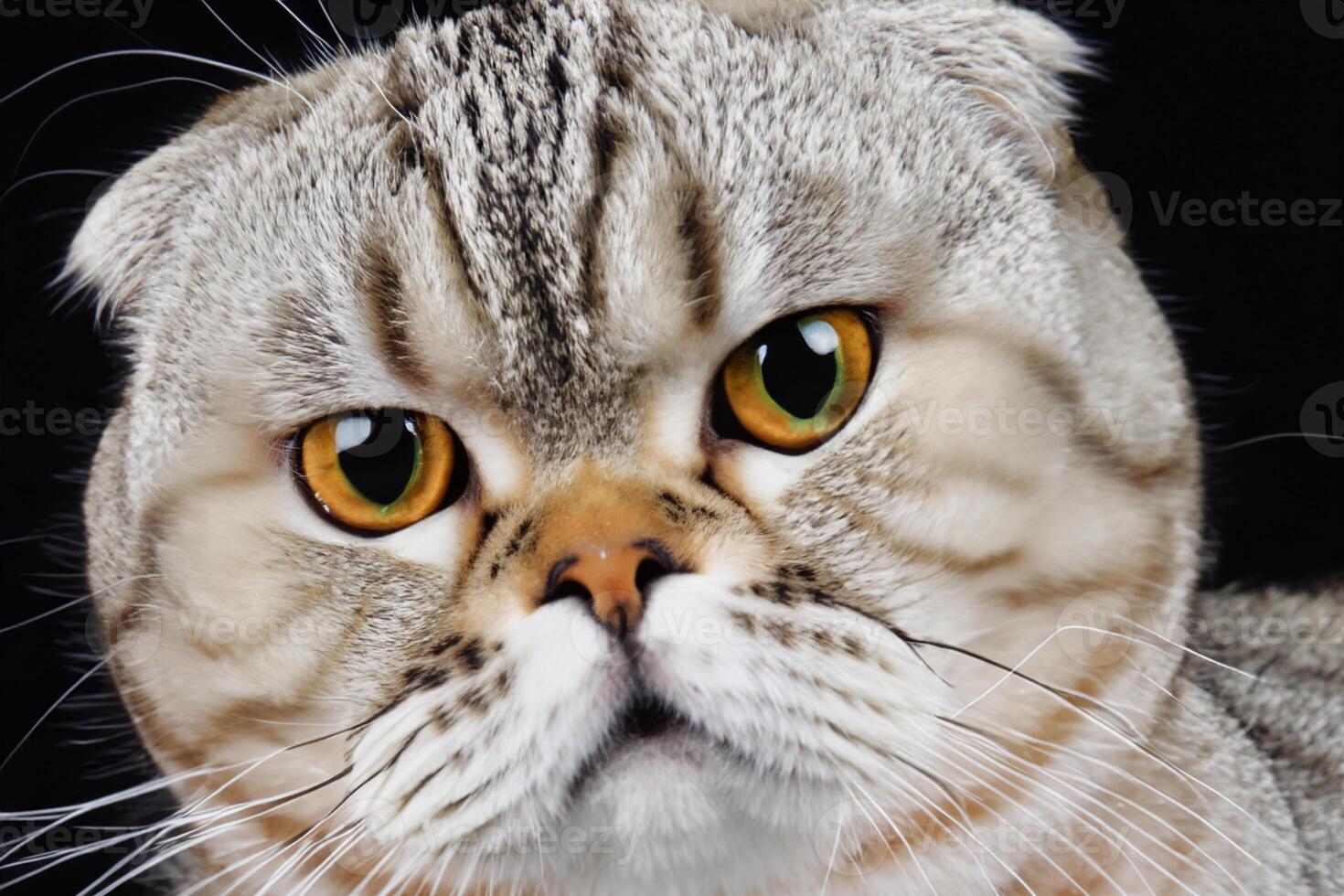Exploring the Allure of a Beautiful Scottish Fold Cat, where Whiskered Elegance and Playful Charm Unite in a Mesmerizing Portrait of Cuddly Delight photo