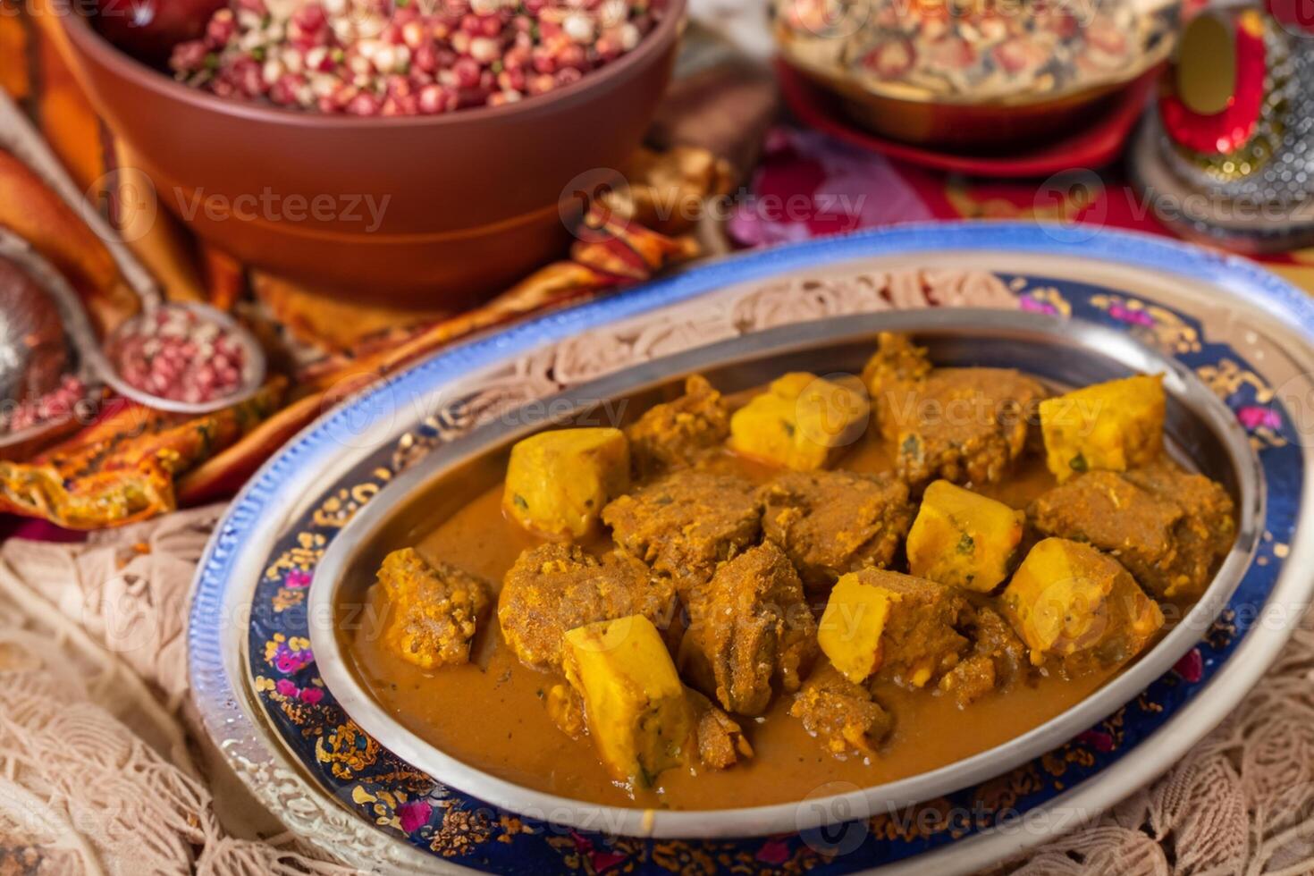Savor the Exquisite Lamb or Beef Curry Rendang, Ready to Be Relished on Eid al-Adha, Capturing the Essence of Celebration in a Perfect Photo, Showcasing Culinary Mastery and Festive Indulgence photo