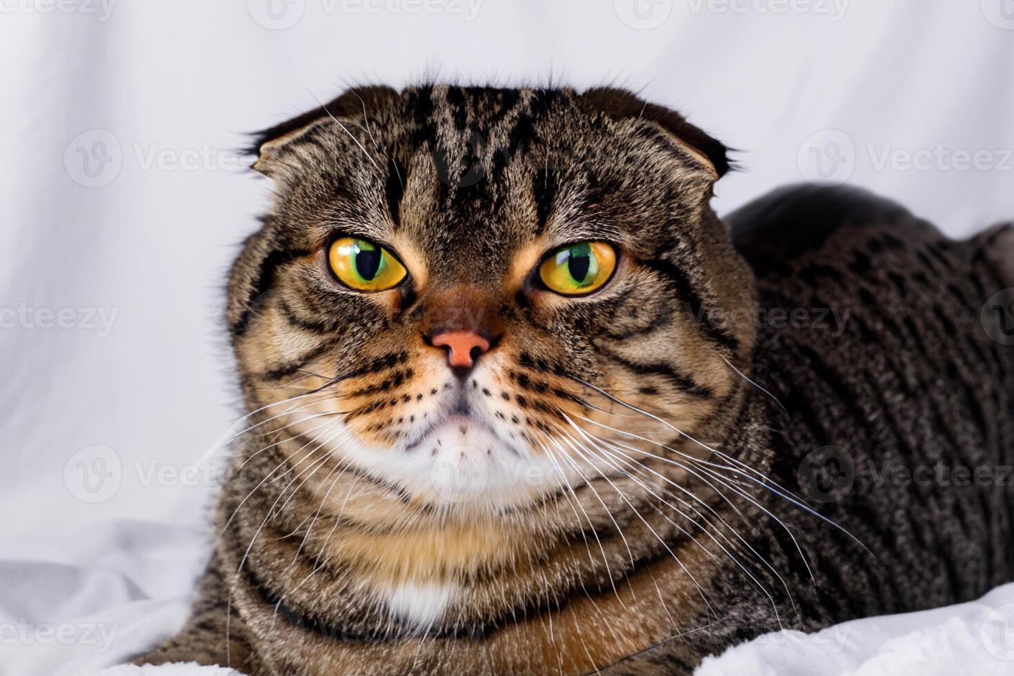 Embracing the Beauty of a Beautiful Cute Whiskered Charm Scottish Fold, Where Playful Elegance and Endearing Whiskers Combine in a Captivating Portrait of Feline Delight, Bringing Joy to Every Heart photo