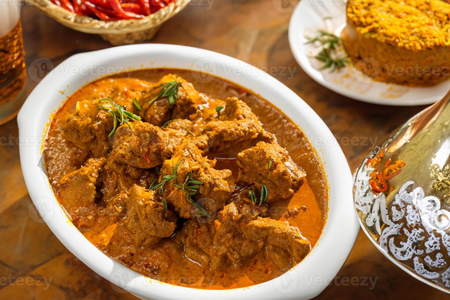 Savor the Exquisite Lamb or Beef Curry Rendang, Ready to Be Relished on Eid al-Adha, Capturing the Essence of Celebration in a Perfect Photo, Showcasing Culinary Mastery and Festive Indulgence photo