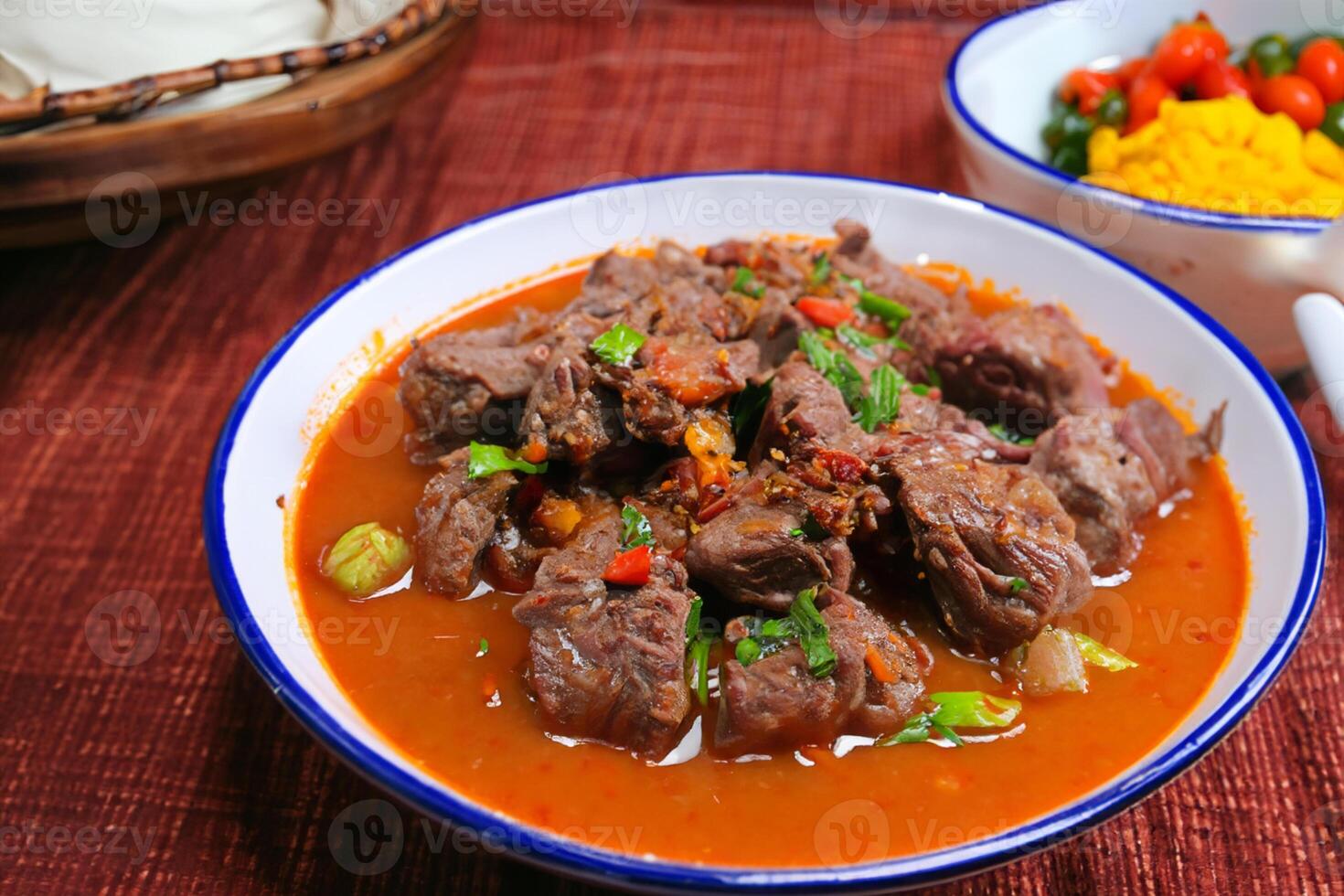 Savor the Exquisite Lamb or Beef Curry Rendang, Ready to Be Relished on Eid al-Adha, Capturing the Essence of Celebration in a Perfect Photo, Showcasing Culinary Mastery and Festive Indulgence photo