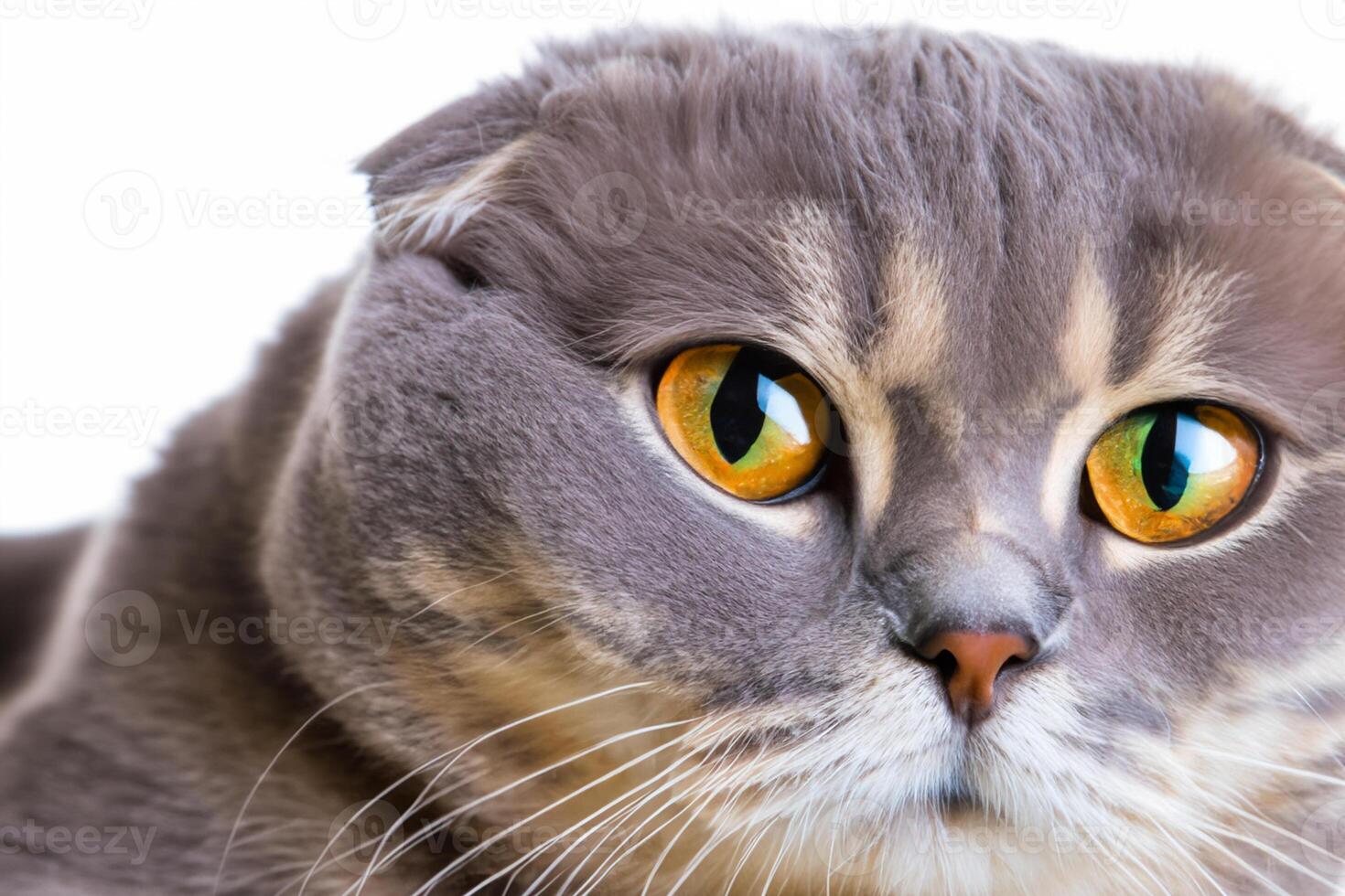 Exploring the Allure of a Beautiful Scottish Fold Cat, where Whiskered Elegance and Playful Charm Unite in a Mesmerizing Portrait of Cuddly Delight photo