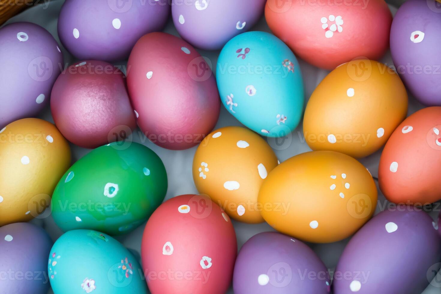 Easter Delight Reveling in the Beauty of Beautiful Easter Eggs, where Vibrant Hues Dance on Smooth Shells, Creating a Whimsical Kaleidoscope of Joy, Sprinkling Festive Cheer and Colorful Elegance photo