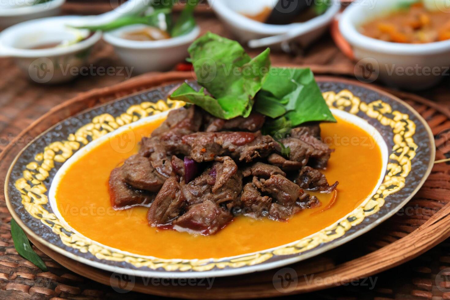 Savor the Exquisite Lamb or Beef Curry Rendang, Ready to Be Relished on Eid al-Adha, Capturing the Essence of Celebration in a Perfect Photo, Showcasing Culinary Mastery and Festive Indulgence photo