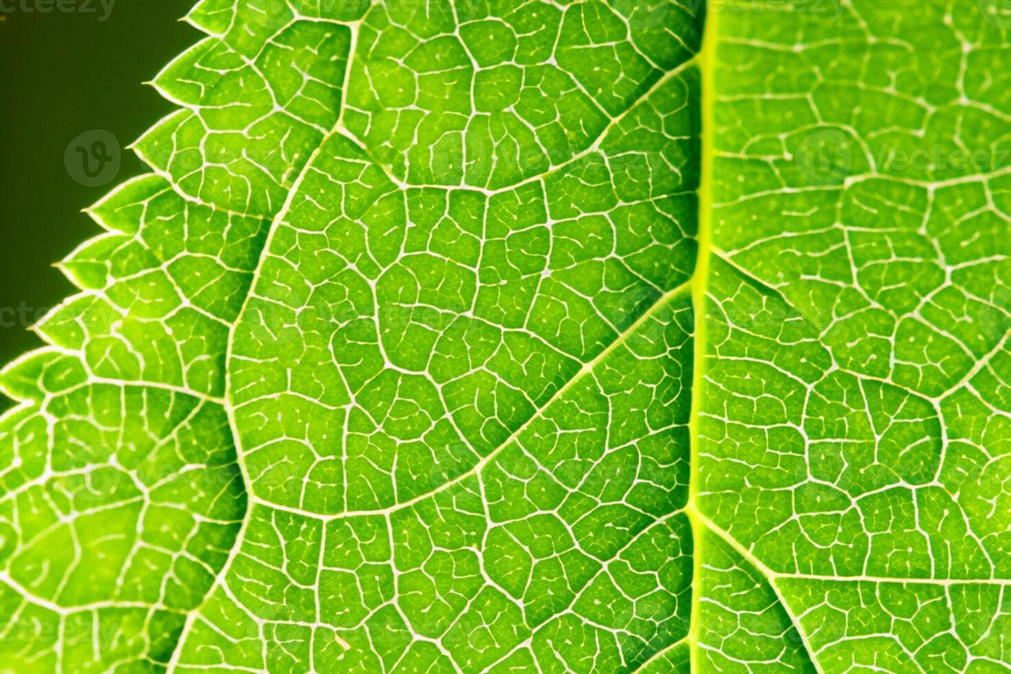 Exploring the Sublime Beauty of a Beautiful Macro Leaf, Where Intricate Veins and Vivid Textures Unfold, Creating an Enchanting Microcosm of Nature's Delicate Artistry photo