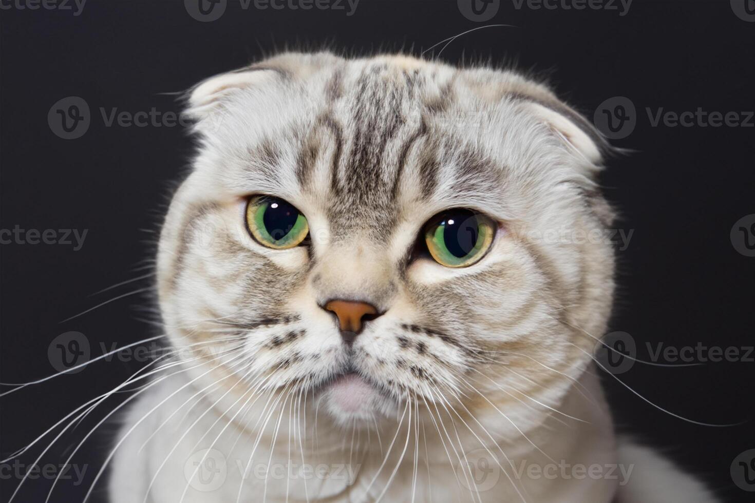 Exploring the Allure of a Beautiful Scottish Fold Cat, where Whiskered Elegance and Playful Charm Unite in a Mesmerizing Portrait of Cuddly Delight photo