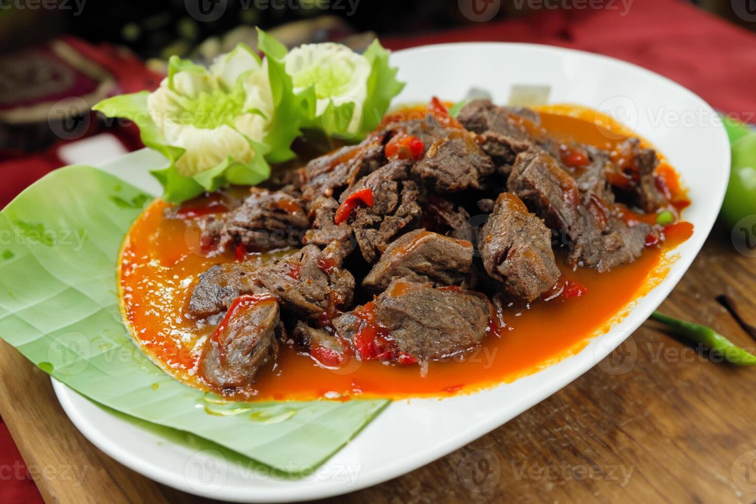 Savor the Exquisite Lamb or Beef Curry Rendang, Ready to Be Relished on Eid al-Adha, Capturing the Essence of Celebration in a Perfect Photo, Showcasing Culinary Mastery and Festive Indulgence photo