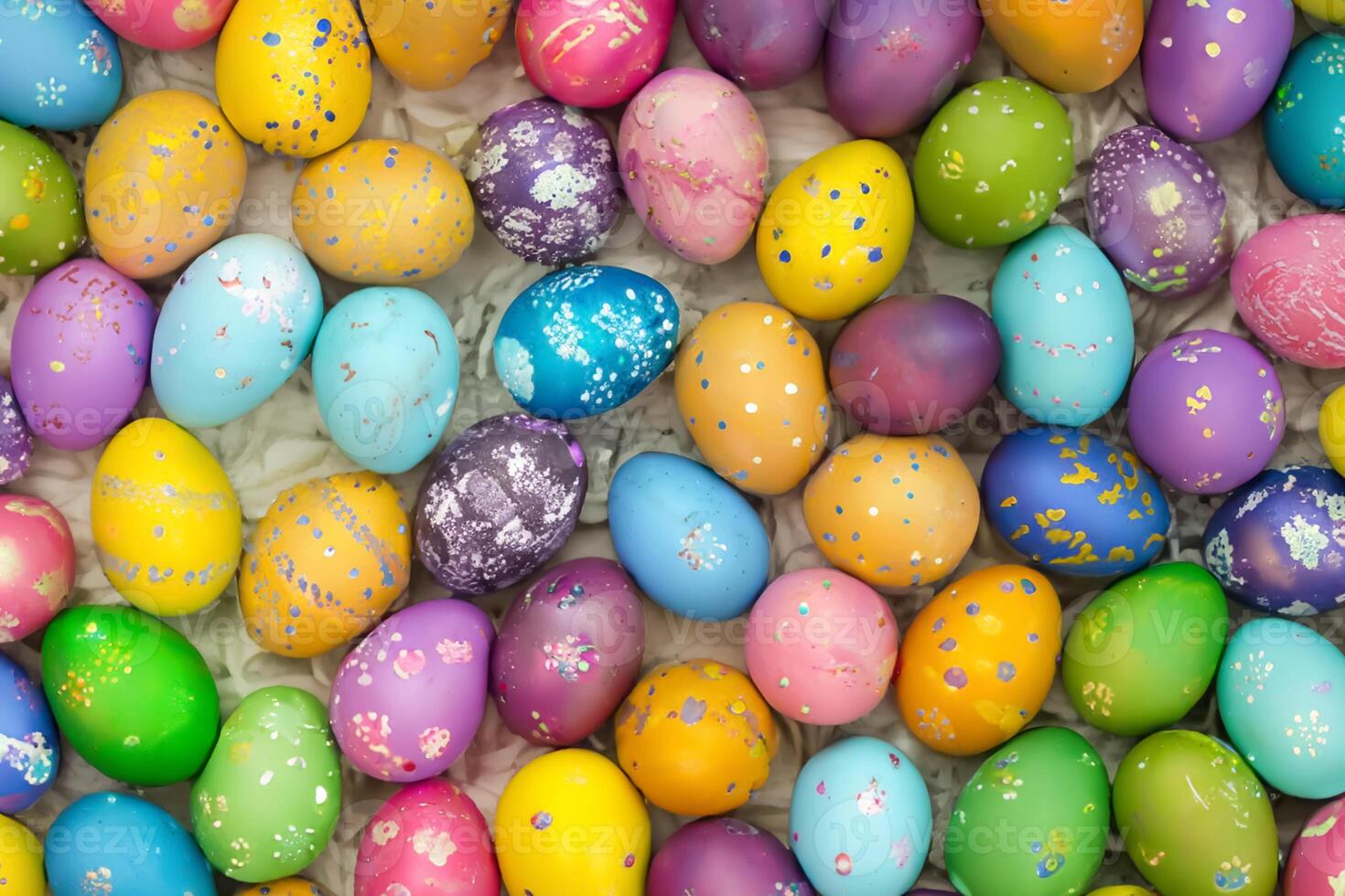 Easter Delight Reveling in the Beauty of Beautiful Easter Eggs, where Vibrant Hues Dance on Smooth Shells, Creating a Whimsical Kaleidoscope of Joy, Sprinkling Festive Cheer and Colorful Elegance photo