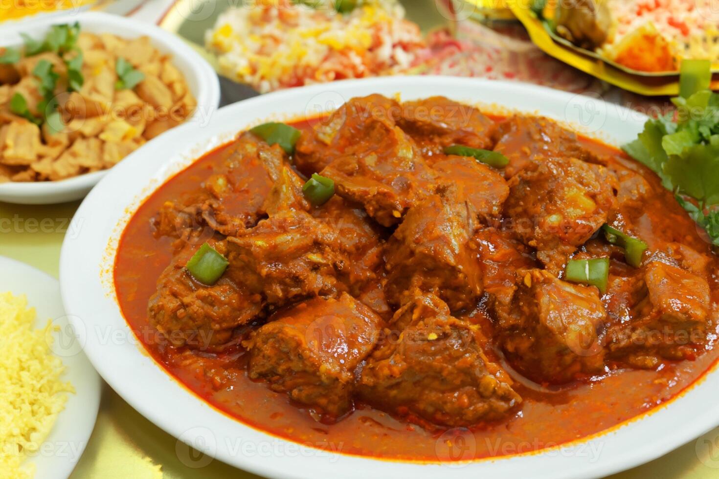 Savor the Exquisite Lamb or Beef Curry Rendang, Ready to Be Relished on Eid al-Adha, Capturing the Essence of Celebration in a Perfect Photo, Showcasing Culinary Mastery and Festive Indulgence photo