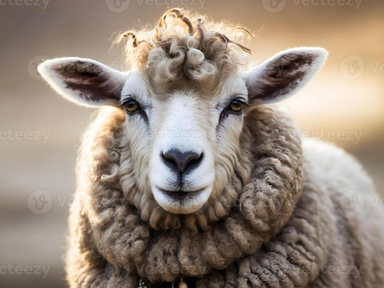 AI generated Funny Ramadan sheep portrait, animals background, wallpaper photo