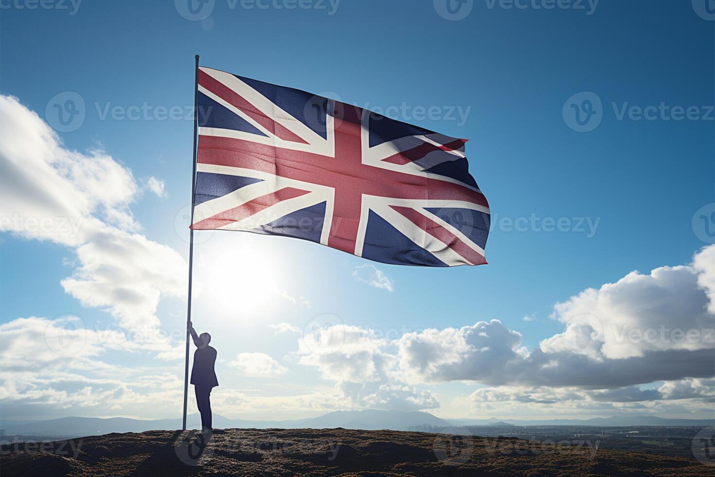 AI generated Waving United Kingdom flag, a symbol of strength and success photo