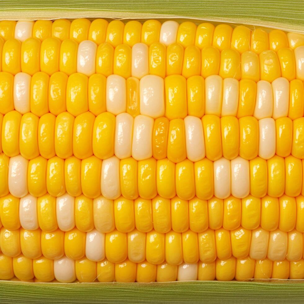 AI generated Closeup of corn kernels in a row on fresh cobs For Social Media Post Size photo