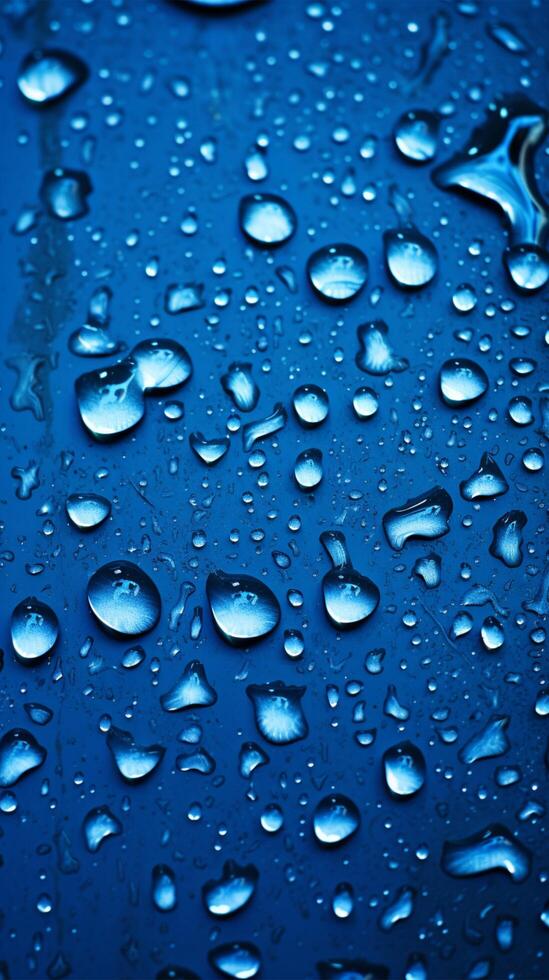 AI generated Blue background with water drops, offering a textured and fresh look Vertical Mobile Wallpaper photo