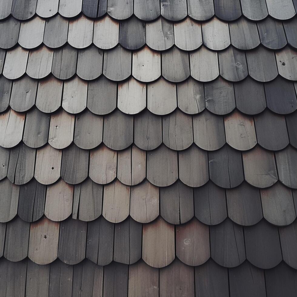 AI generated Dark gray background texture Exterior details of ironwood house roof For Social Media Post Size photo