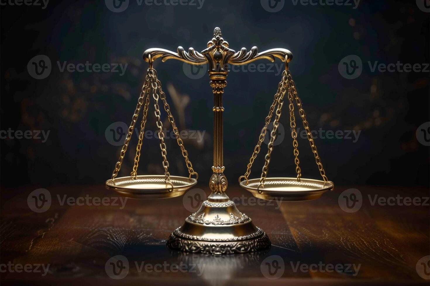 AI generated Legal symbolism Iconic scale of justice isolated on dark background photo