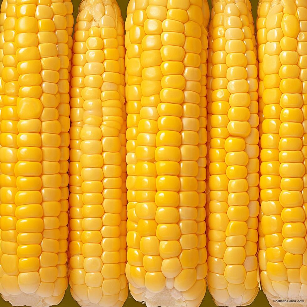 AI generated Boiled corn close up Rows of fresh golden yellow corn kernels For Social Media Post Size photo