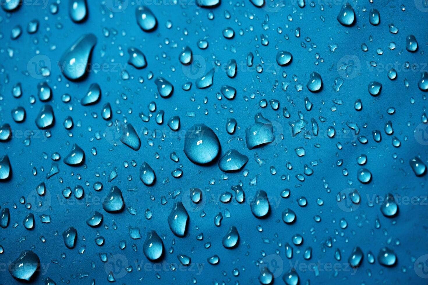 AI generated Image Blue background adorned with water drops on textured fabric surface photo
