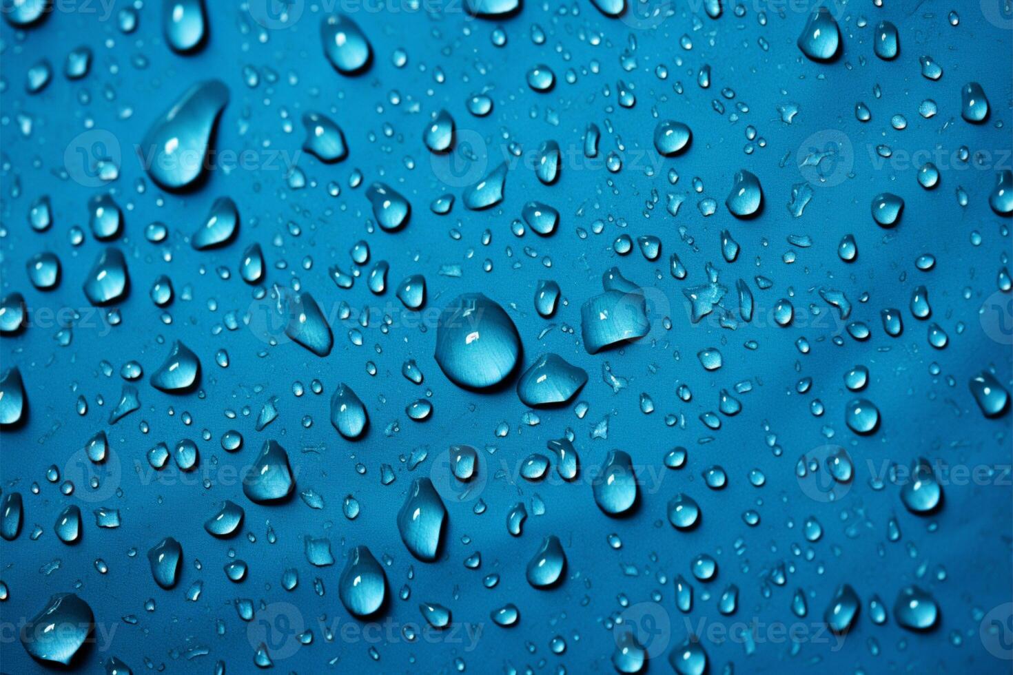 ai generado imagen azul antecedentes adornado con agua gotas en texturizado tela superficie foto