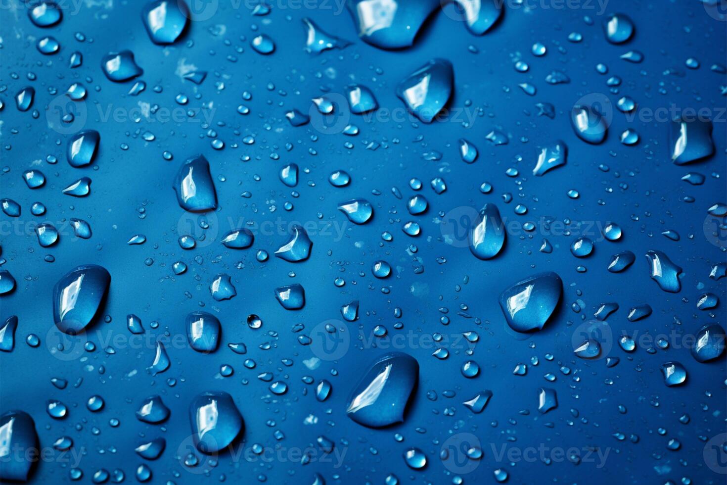 AI generated view Close up Water drops on blue fabric, creating a textured background photo