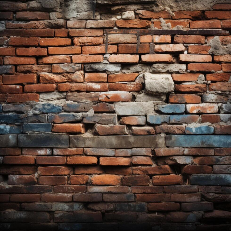AI generated Old brick wall texture for interior and exterior design concepts For Social Media Post Size photo