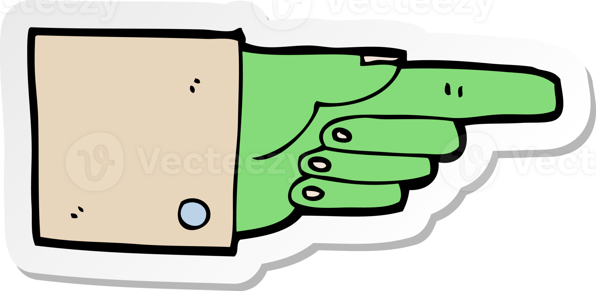 sticker of a cartoon pointing zombie hand png