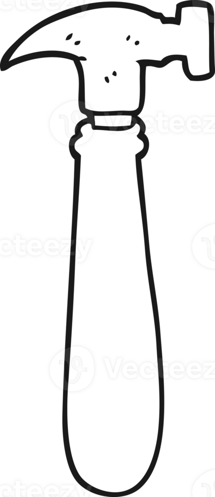 hand drawn black and white cartoon hammer png