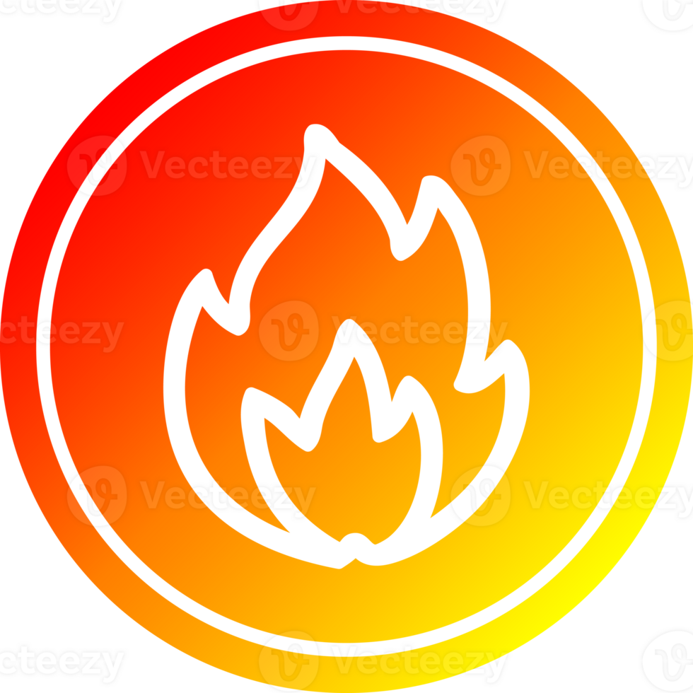 simple flame circular icon with warm gradient finish png