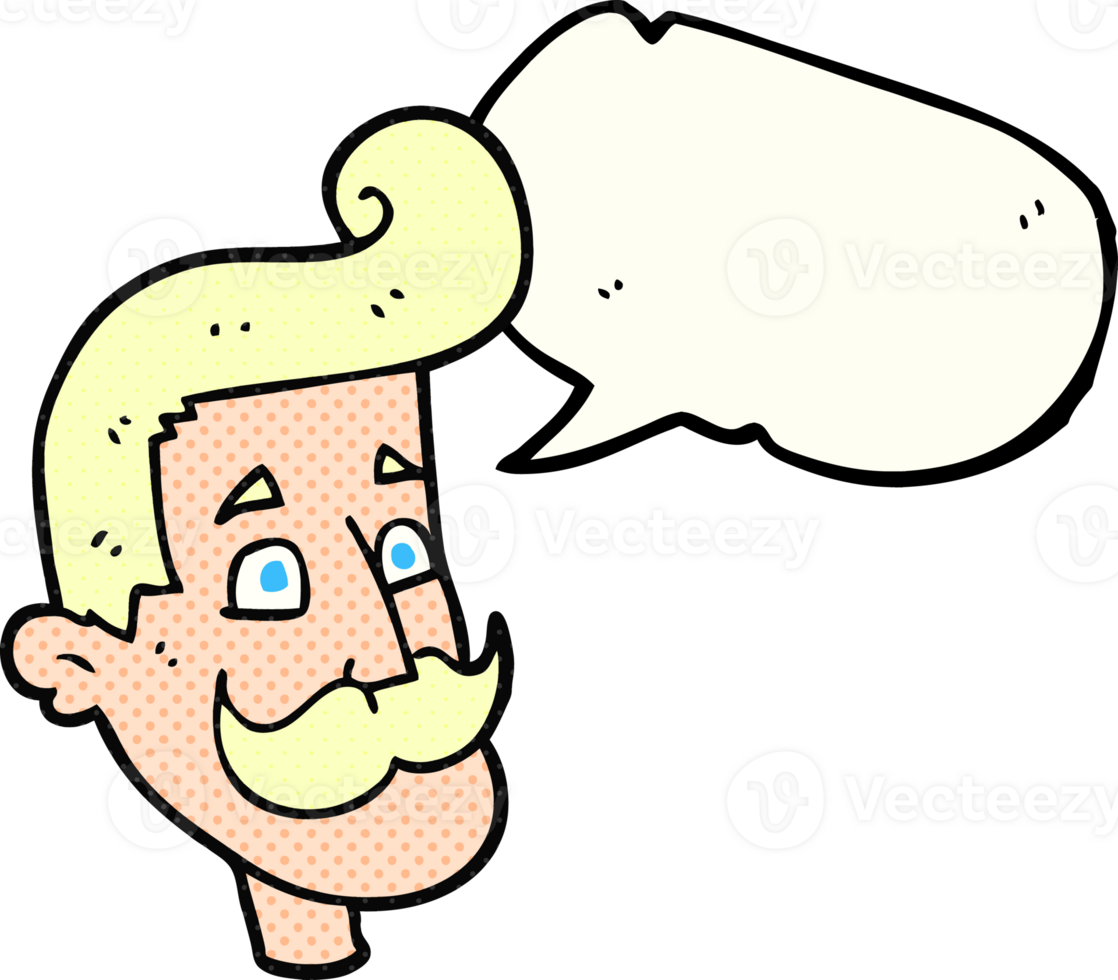 hand drawn comic book speech bubble cartoon man with mustache png