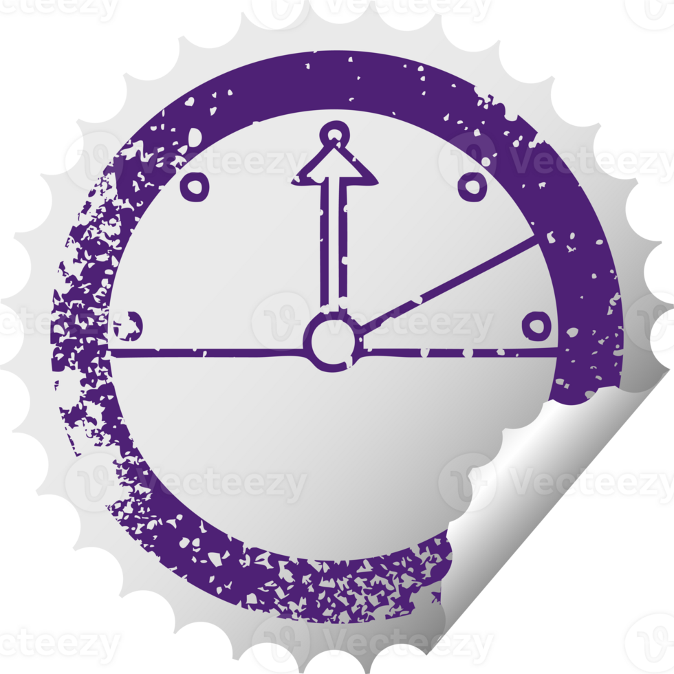 distressed circular peeling sticker symbol of a speedometer png