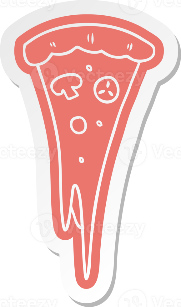 cartoon sticker of a slice of pizza png