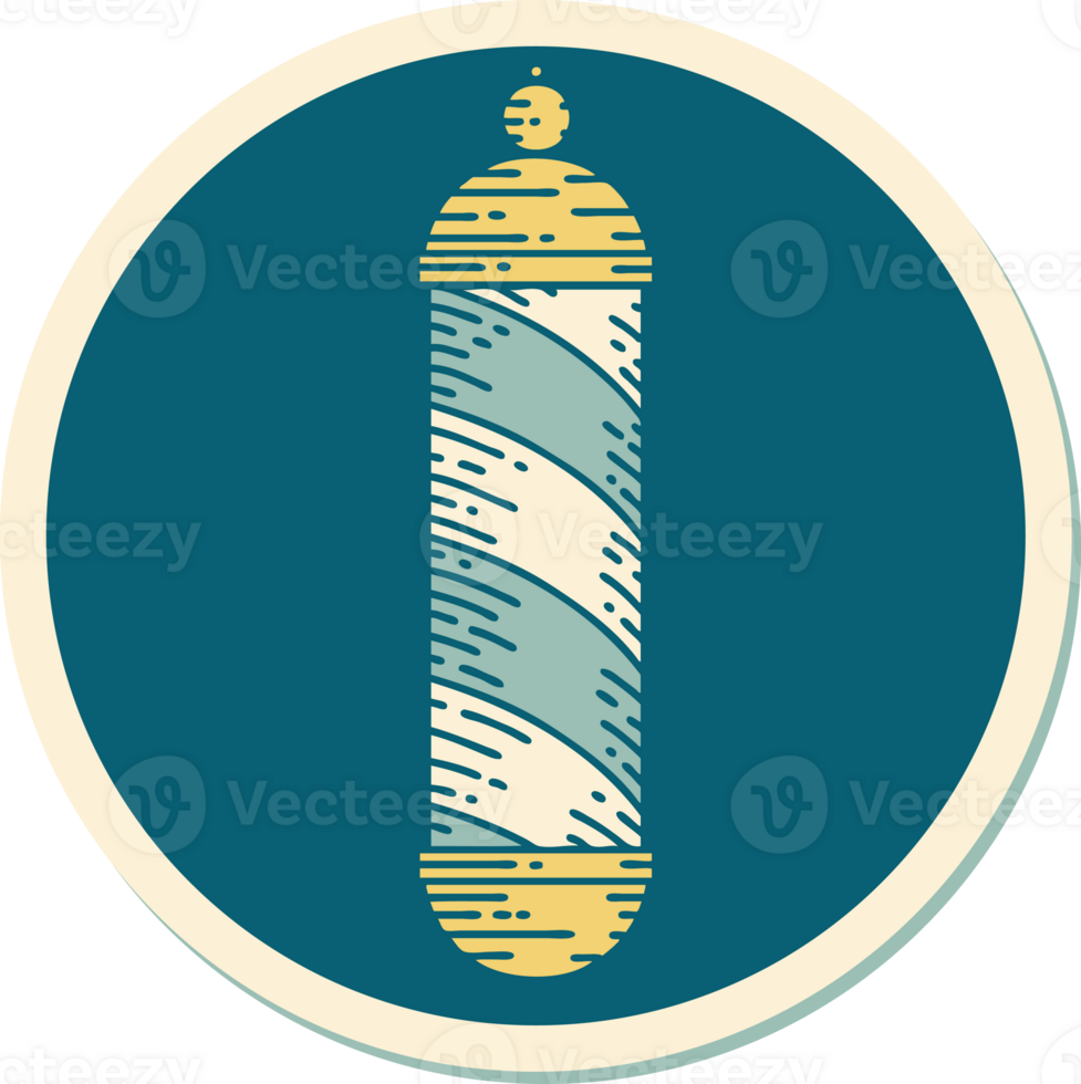sticker of tattoo in traditional style of a barbers pole png