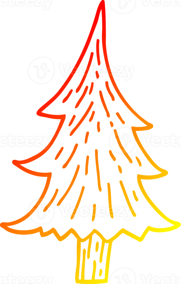warm gradient line drawing of a cartoon pine trees png