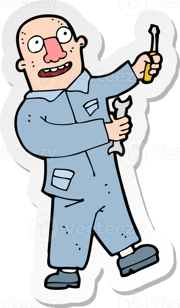 sticker of a cartoon mechanic png