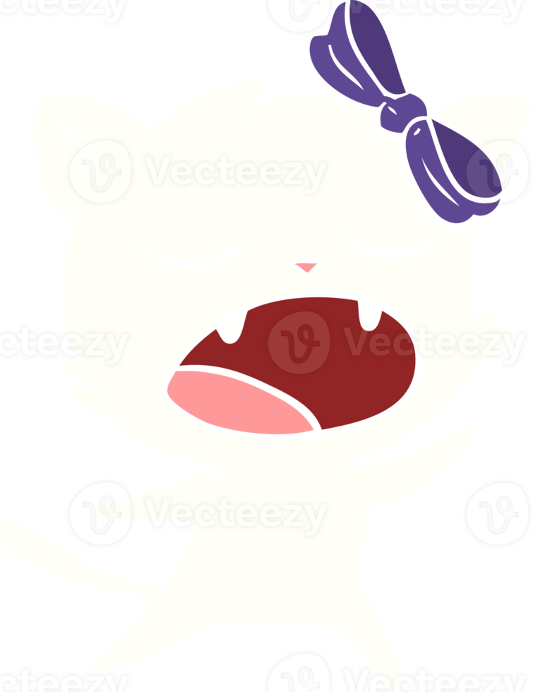 flat color style cartoon singing cat png