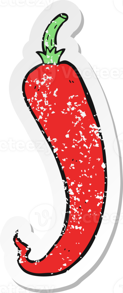 retro distressed sticker of a cartoon chilli pepper png
