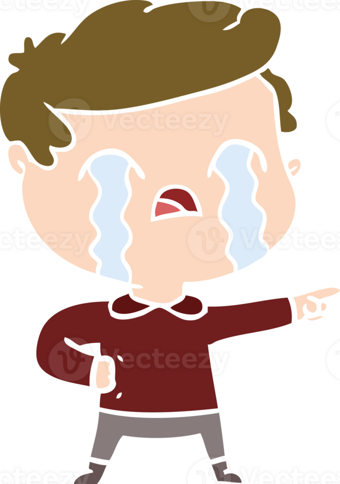 flat color style cartoon man crying png