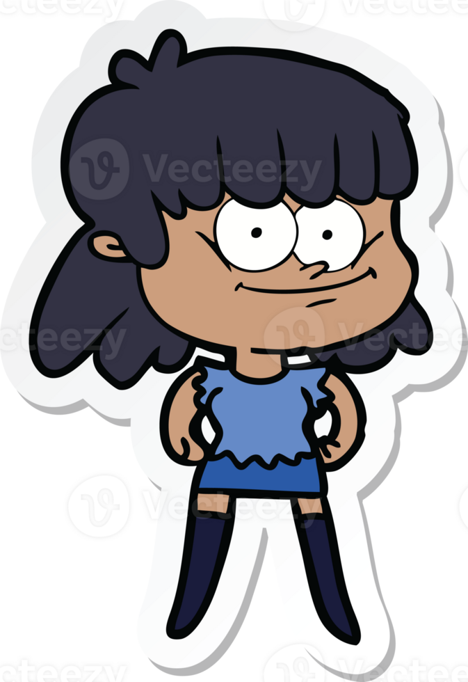 sticker of a cartoon smiling woman png