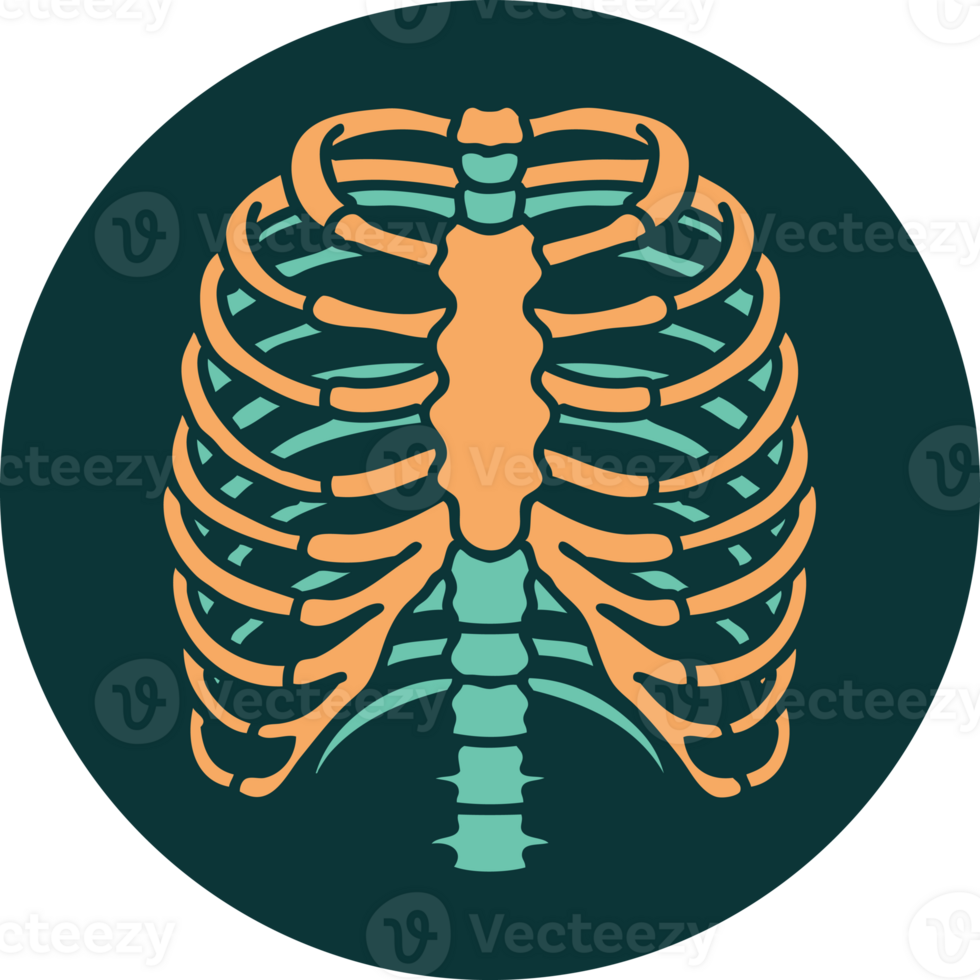 iconic tattoo style image of a rib cage png