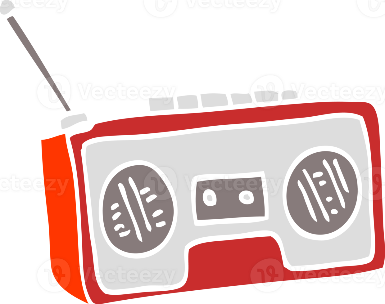 flat color illustration cartoon radio player png