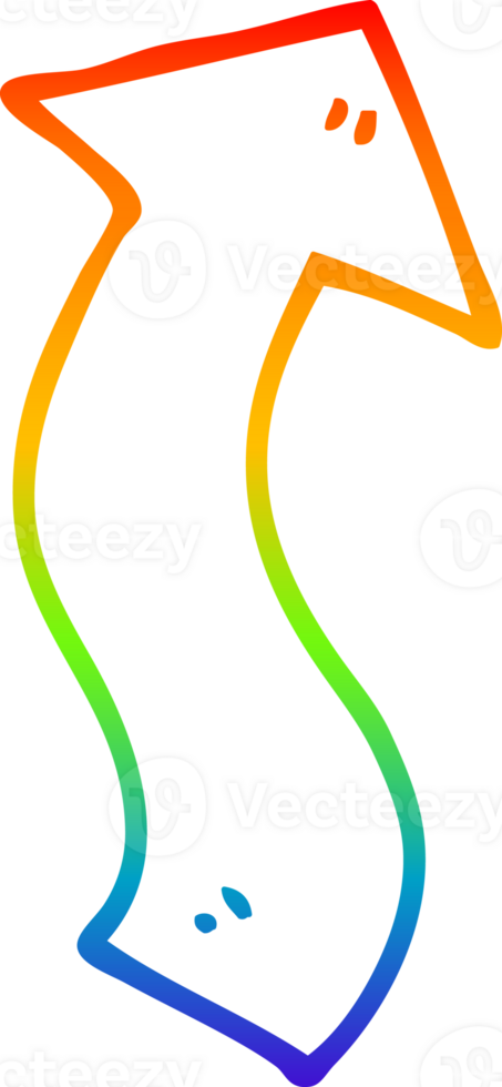 rainbow gradient line drawing of a cartoon directing arrow png