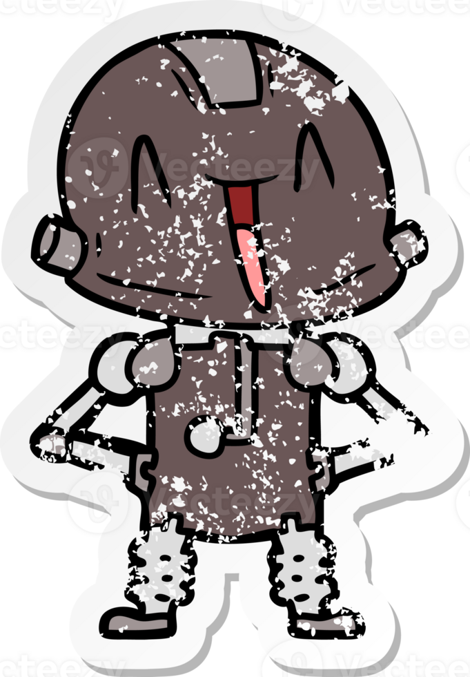 distressed sticker of a cartoon robot png